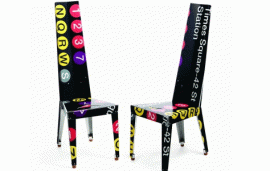 Chairs upcycled from street signs 