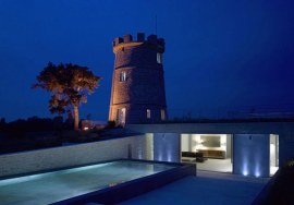 Round tower repurposed into a residence.