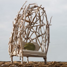 Wingback Chair made from recycled driftwood