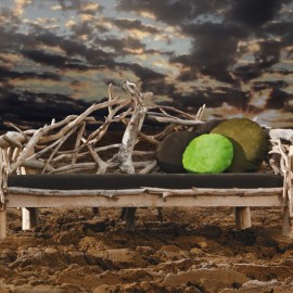 Recycled sofa made with driftwood and old planks