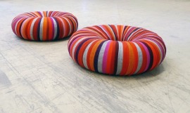 Eco-friendly seating made up of inner tube covered with recycled upholstery material
